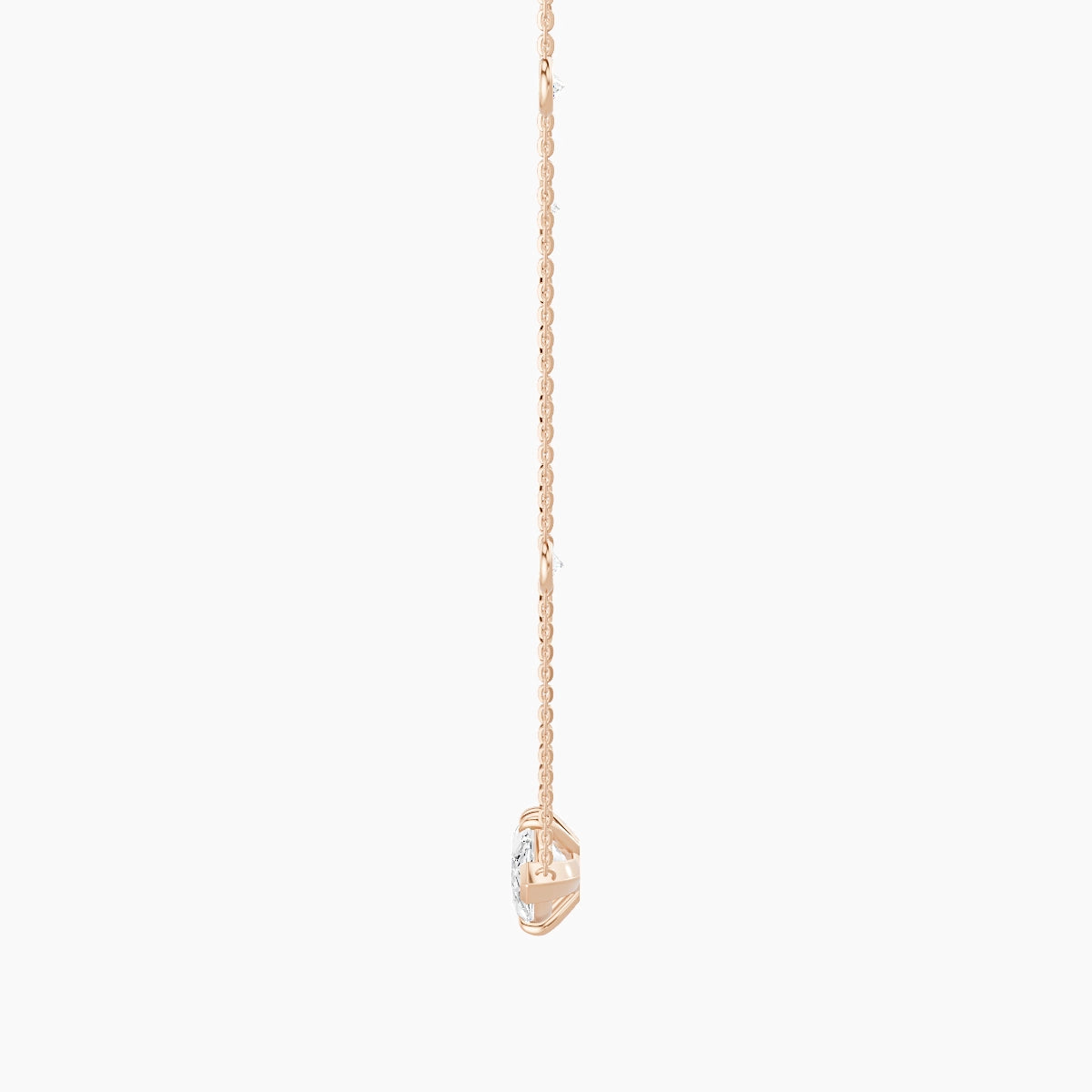 Solitaire with Sautoir | 18k Rose Gold 3 ct White Lab Diamond Marquise Pendant