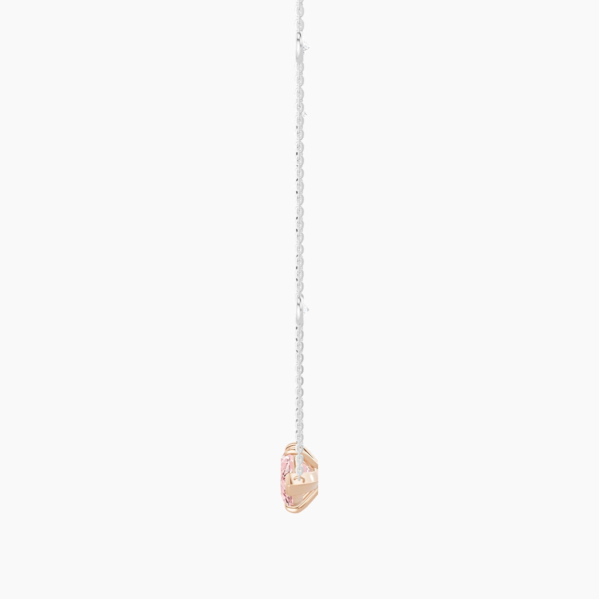 Solitaire with Sautoir | 18k White & Rose Gold 3 ct Pink Lab Diamond Marquise Pendant