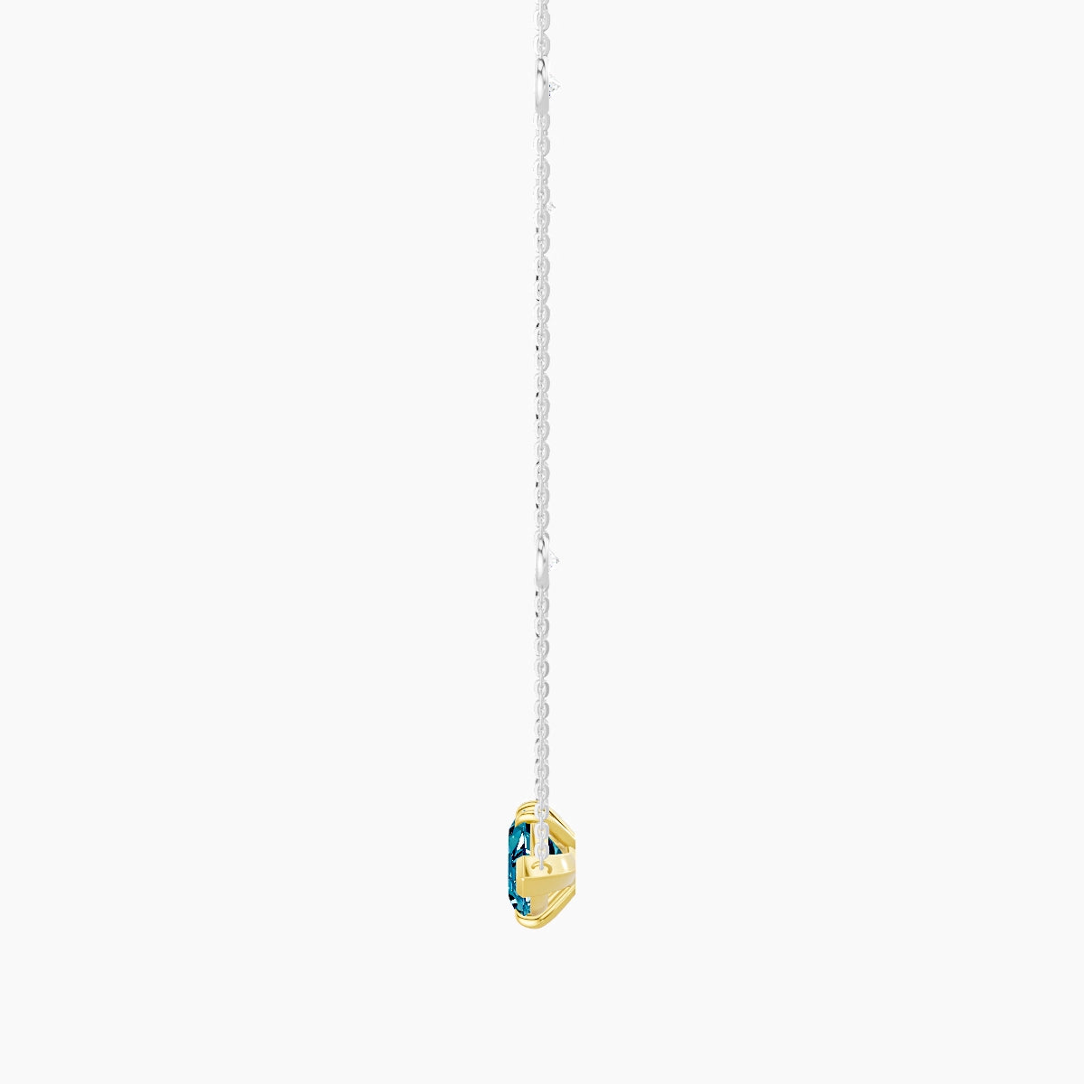 Solitaire with Sautoir | 18k White & Yellow Gold 3 ct Blue Lab Diamond Marquise Pendant