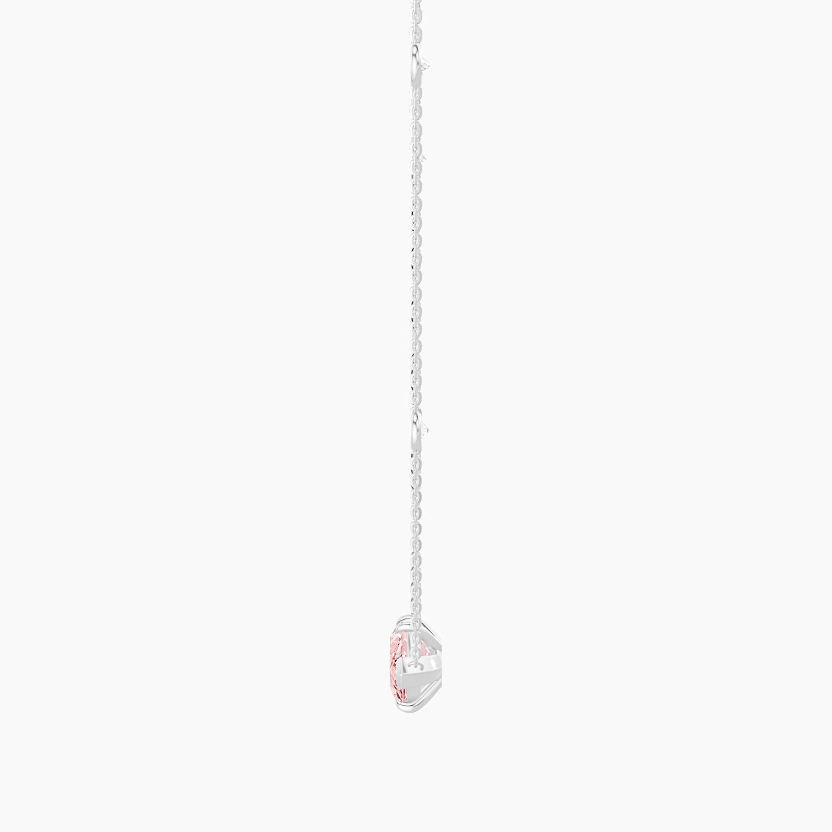 Solitaire with Sautoir | 18k White Gold 3 ct Pink Lab Diamond Marquise Pendant