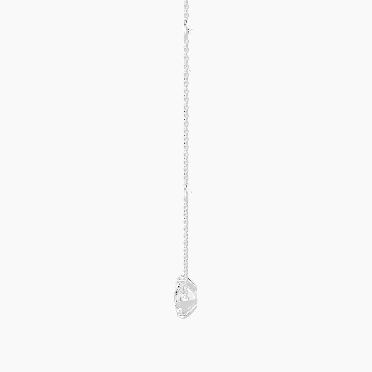 Solitaire with Sautoir | 18k White Gold 3 ct White Lab Diamond Marquise Pendant