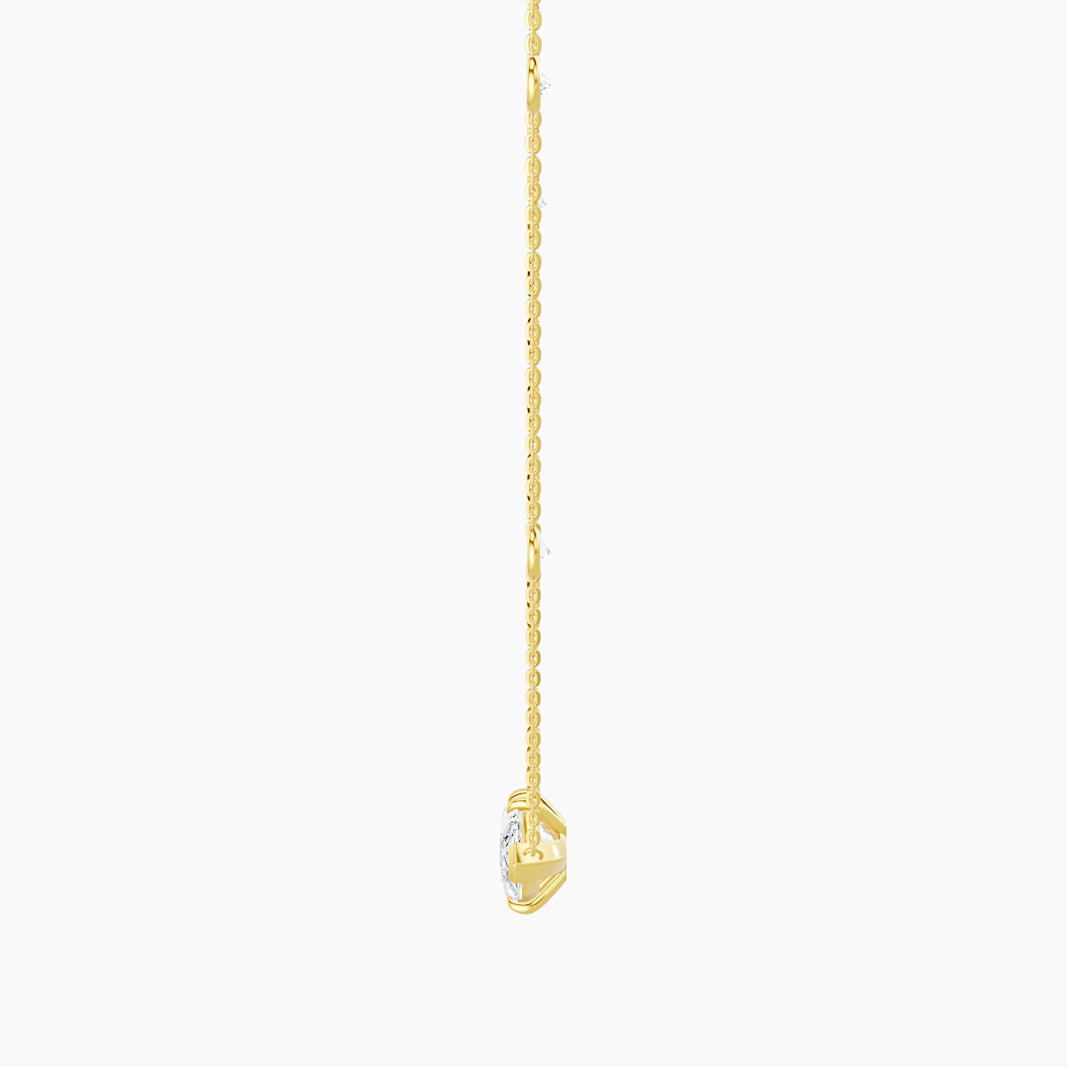 Solitaire with Sautoir | 18k Yellow Gold 3 ct White Lab Diamond Marquise Pendant