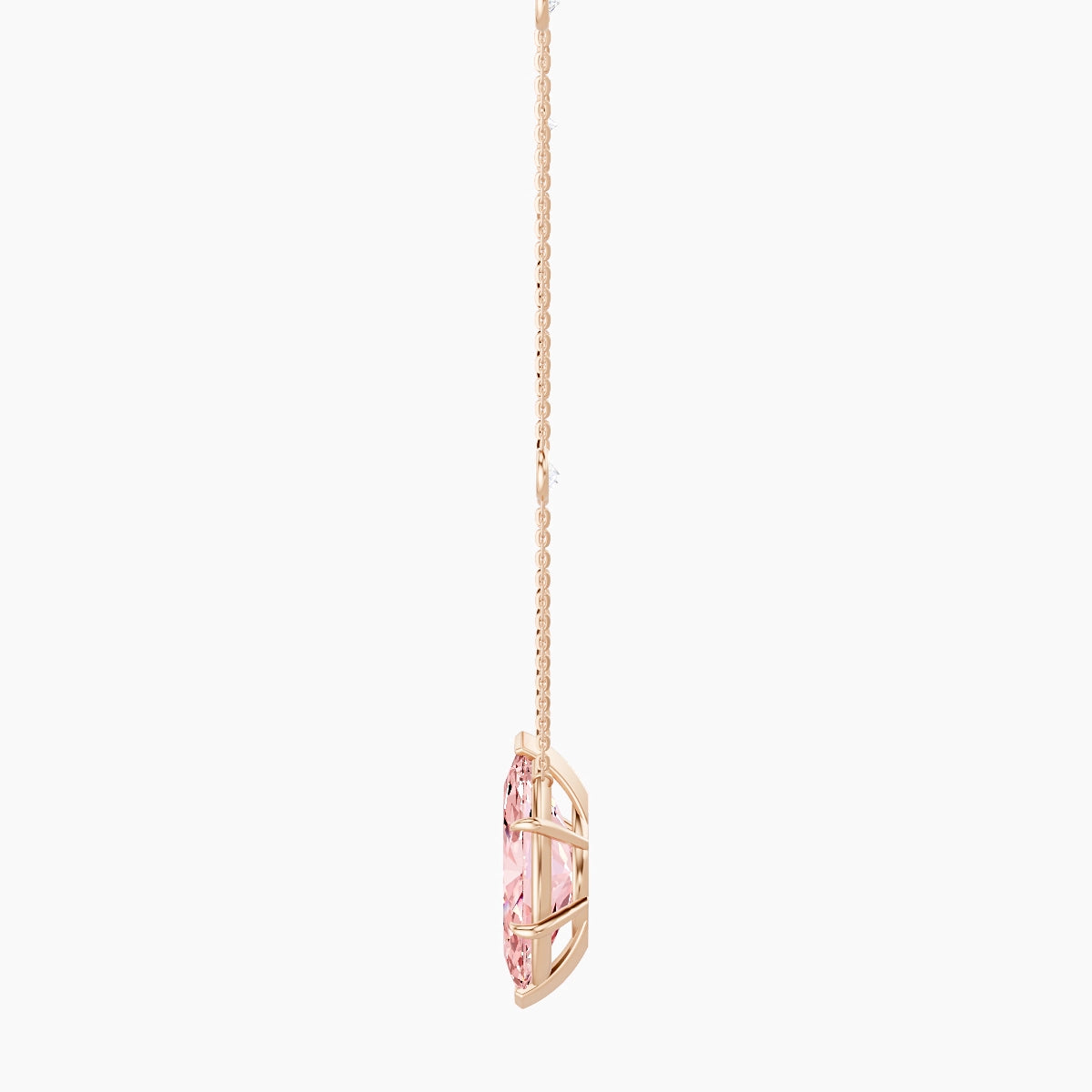 Solitaire with Sautoir | 18k Rose Gold 5 ct Pink Lab Diamond Marquise Pendant