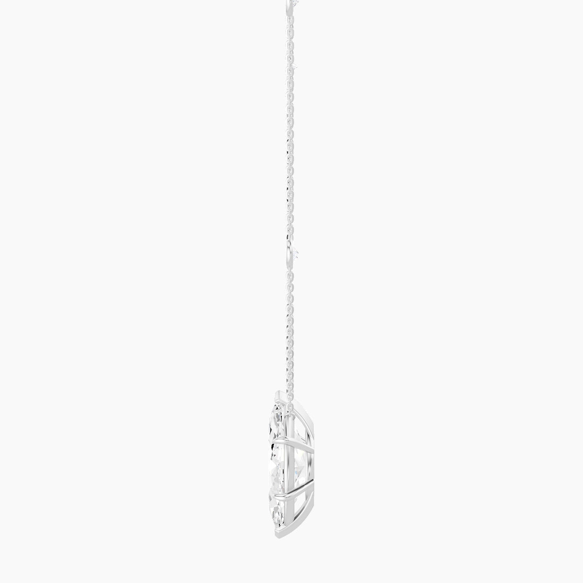Solitaire with Sautoir | 18k White Gold 5 ct White Lab Diamond Marquise Pendant