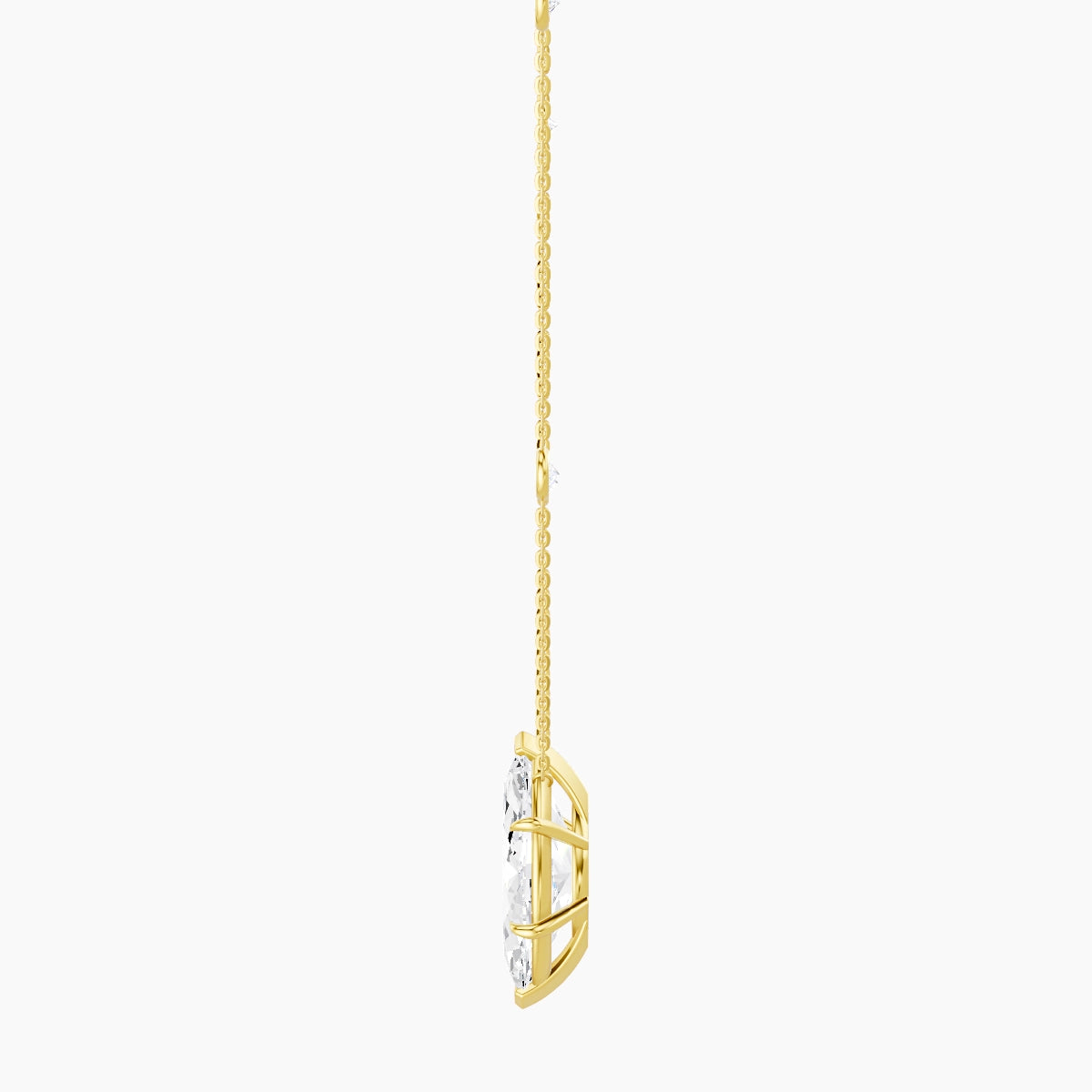 Solitaire with Sautoir | 18k Yellow Gold 5 ct White Lab Diamond Marquise Pendant