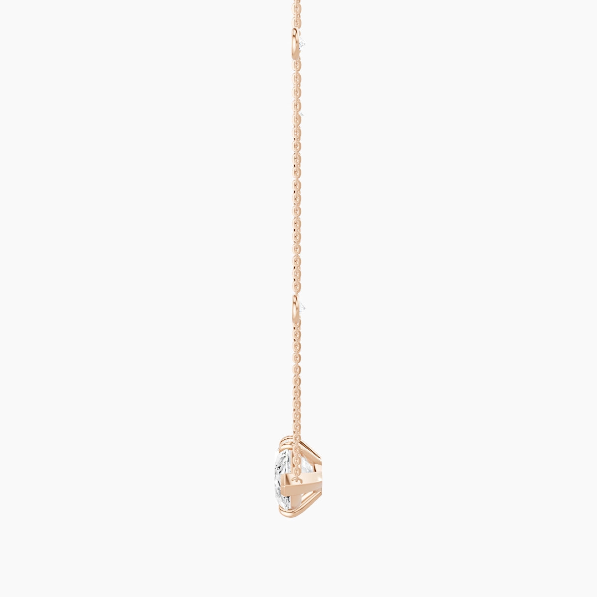 Solitaire with Sautoir | 18k Rose Gold 5 ct White Lab Diamond Marquise Pendant