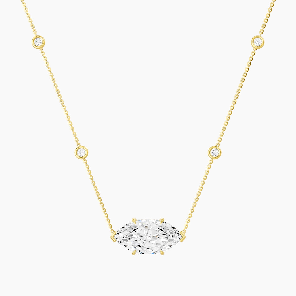 Solitaire with Sautoir | 18k Yellow Gold 5 ct White Lab Diamond Marquise Pendant