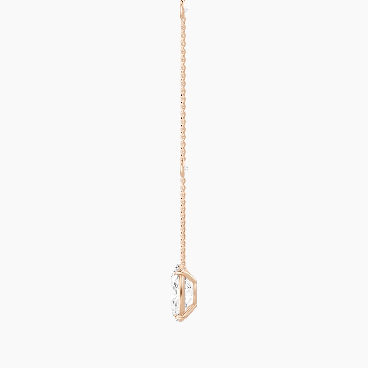 Solitaire with Sautoir | 18k Rose Gold 3 ct White Lab Diamond Oval Pendant