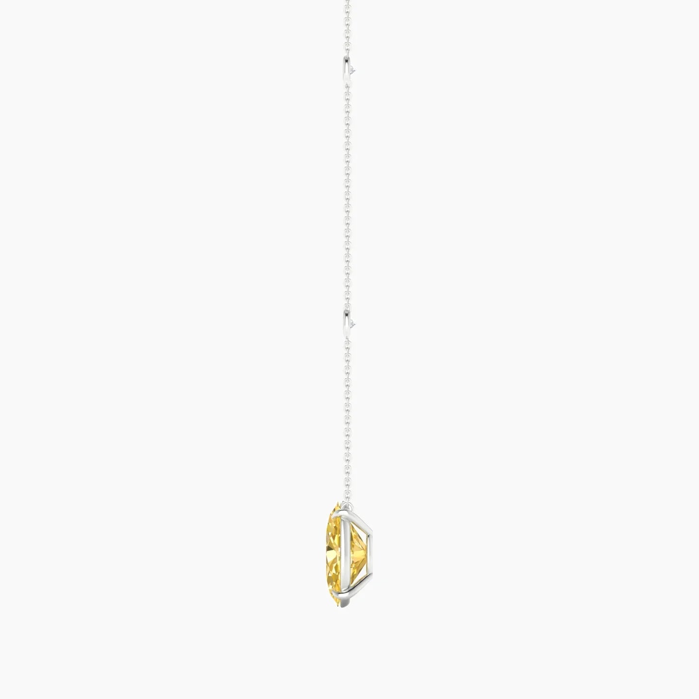 Solitaire with Sautoir | 18k White Gold 3 ct Yellow Lab Diamond Oval Cut Pendant