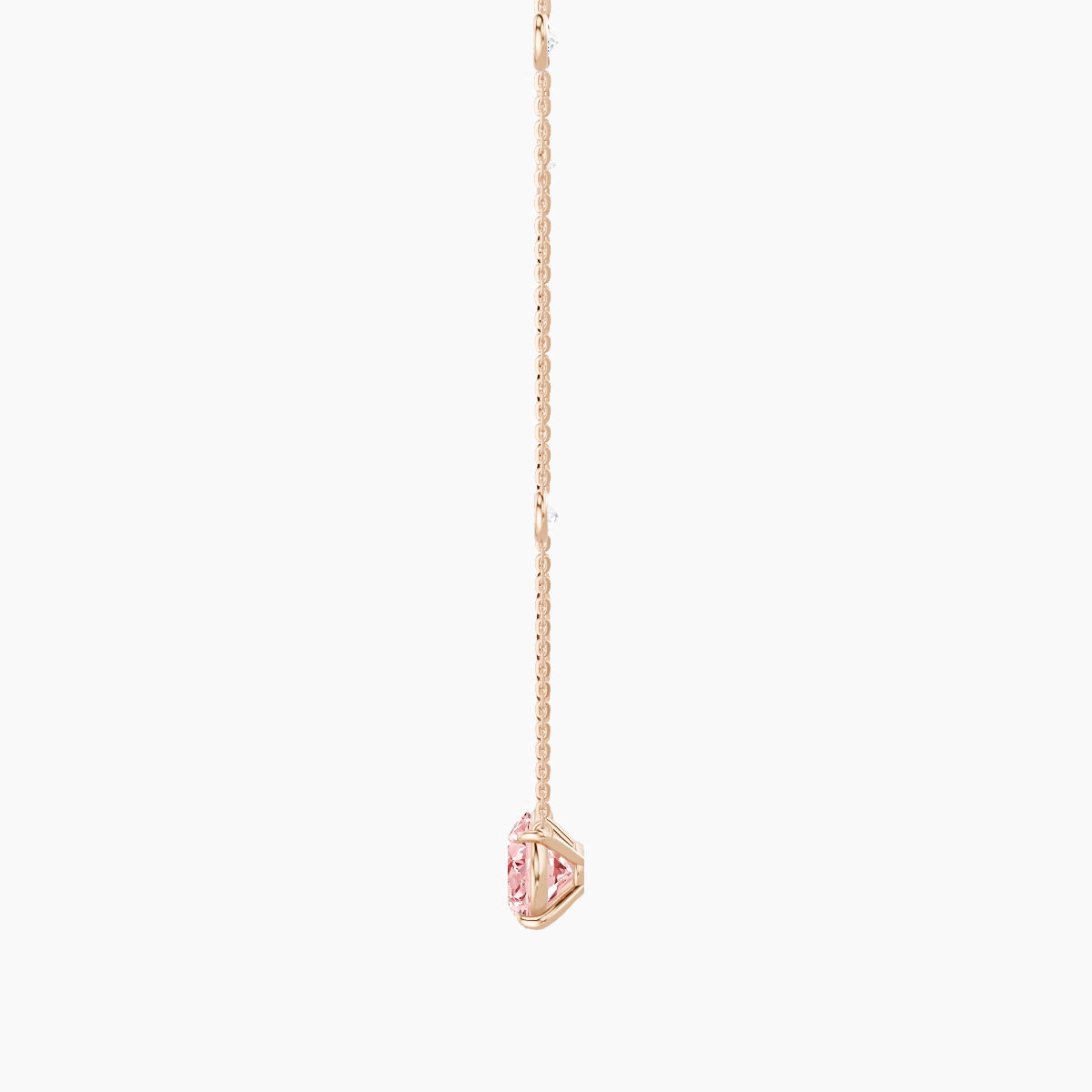 Solitaire with Sautoir | 18k Rose Gold 3 ct Pink Lab Diamond Oval Pendant