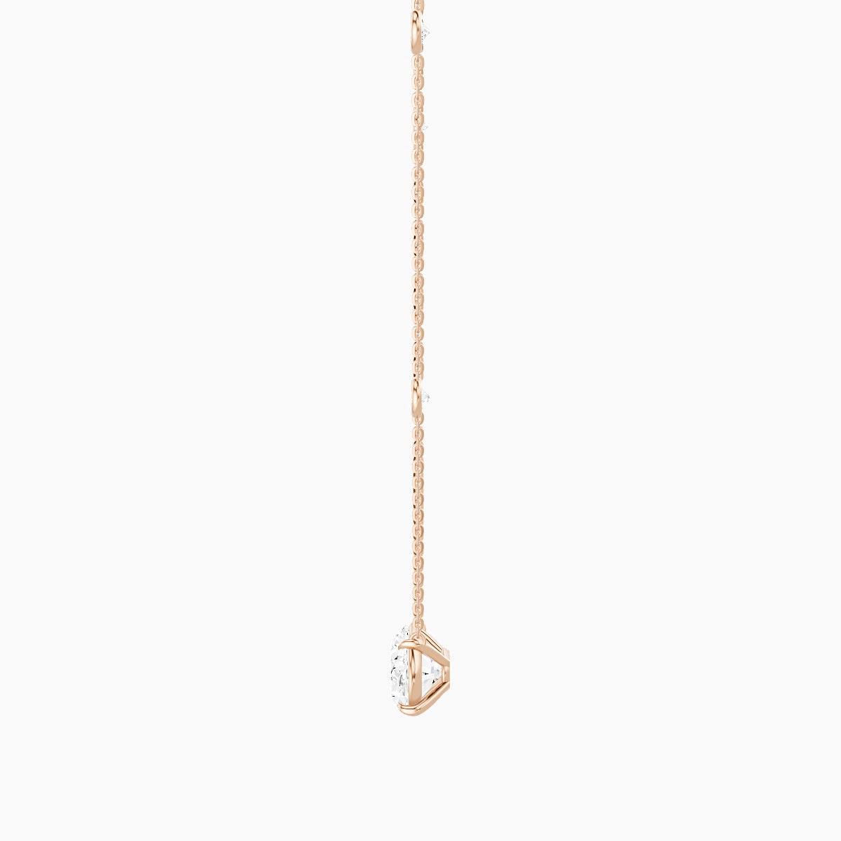 Solitaire with Sautoir | 18k Rose Gold 3 ct White Lab Diamond Oval Pendant