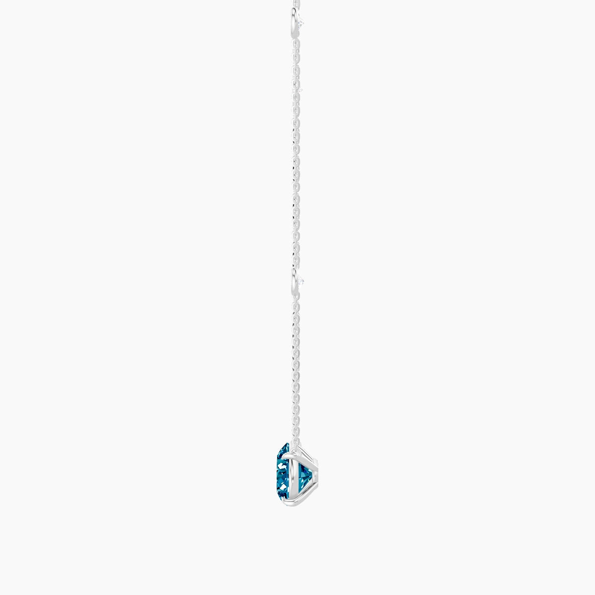 Solitaire with Sautoir | 18k White Gold 3 ct Blue Lab Diamond Oval Pendant
