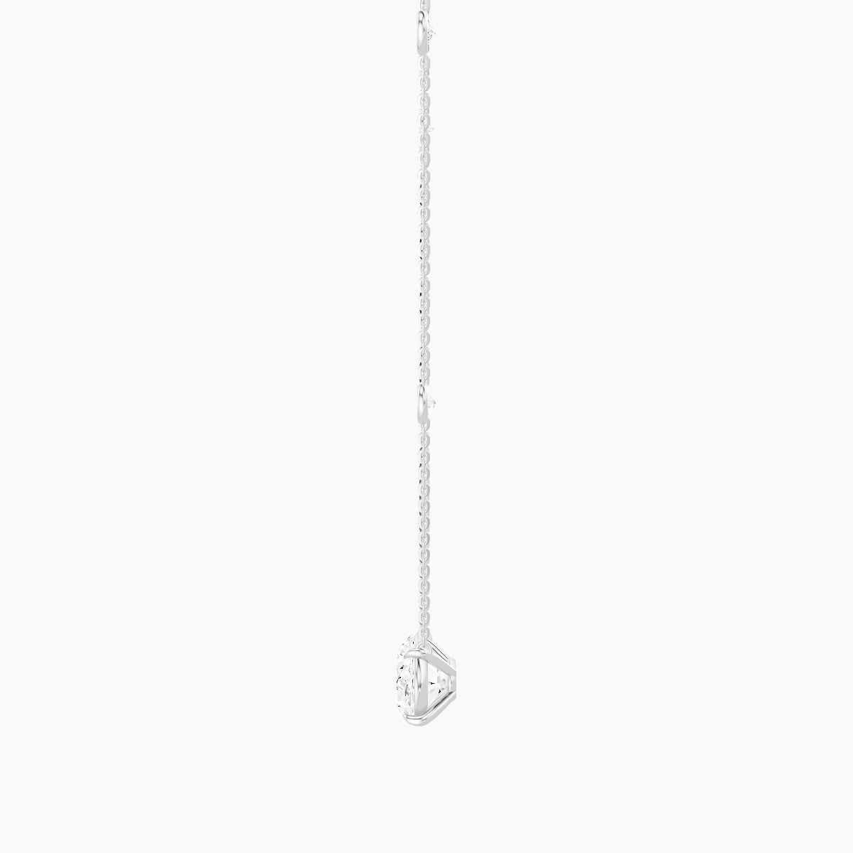 Solitaire with Sautoir | 18k White Gold 3 ct White Lab Diamond Oval Pendant