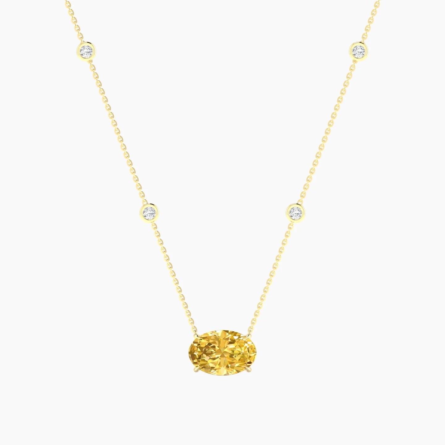 Solitaire with Sautoir | 18k Yellow Gold 3 ct Yellow Lab Diamond Oval Cut Pendant