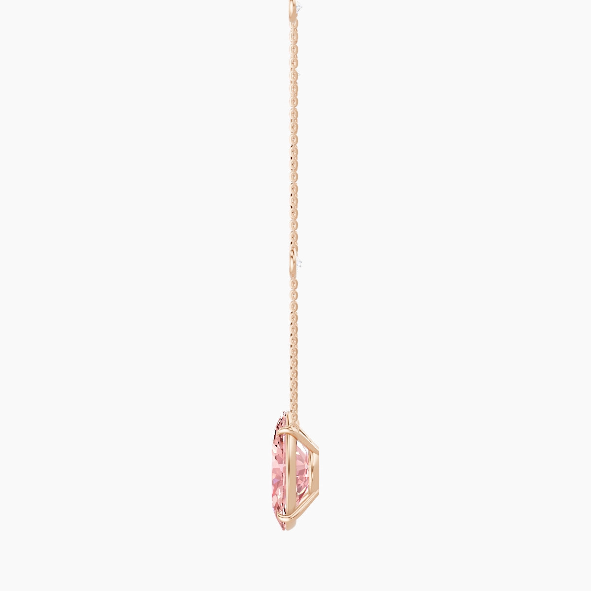 Solitaire with Sautoir | 18k Rose Gold 5 ct Pink Lab Diamond Oval Pendant
