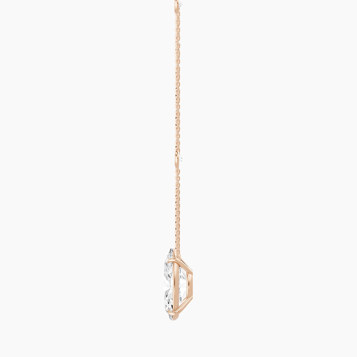 Solitaire with Sautoir | 18k Rose Gold 5 ct White Lab Diamond Oval Pendant