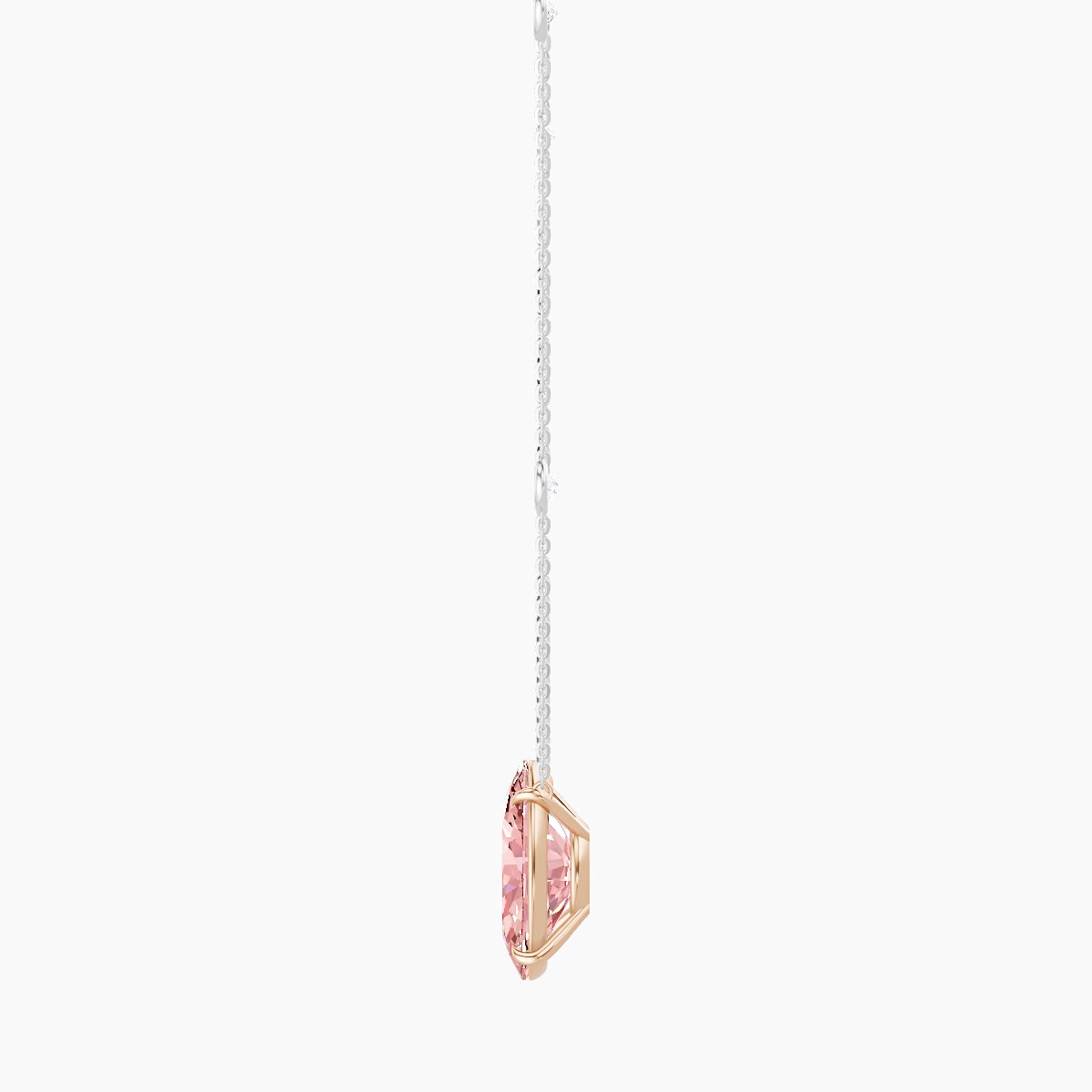 Solitaire with Sautoir | 18k White & Rose Gold 5 ct Pink Lab Diamond Oval Pendant