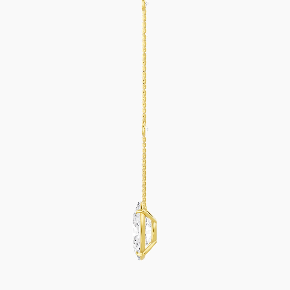 Solitaire with Sautoir | 18k Yellow Gold 5 ct White Lab Diamond Oval Pendant