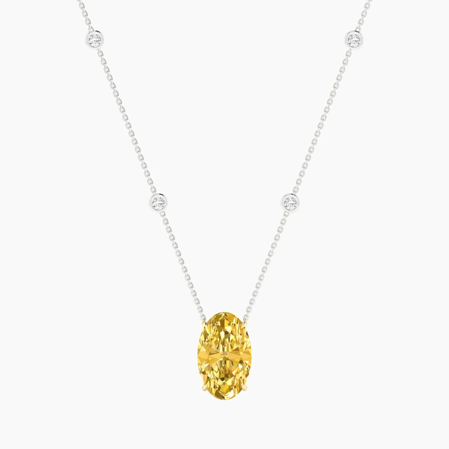 Solitaire with Sautoir | 18k White & Yellow Gold 5 ct Yellow Lab Diamond Oval Cut Pendant