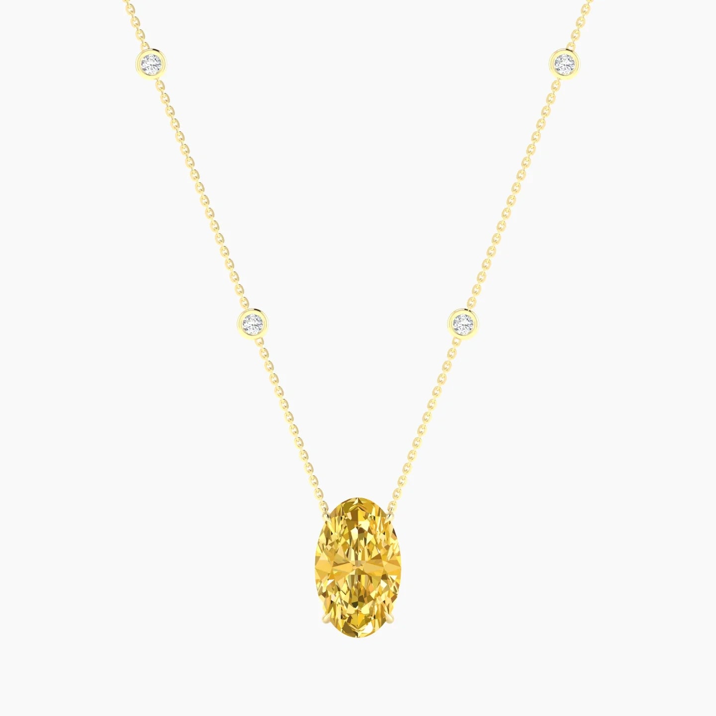 Solitaire with Sautoir | 18k Yellow Gold 5 ct Yellow Lab Diamond Oval Cut Pendant