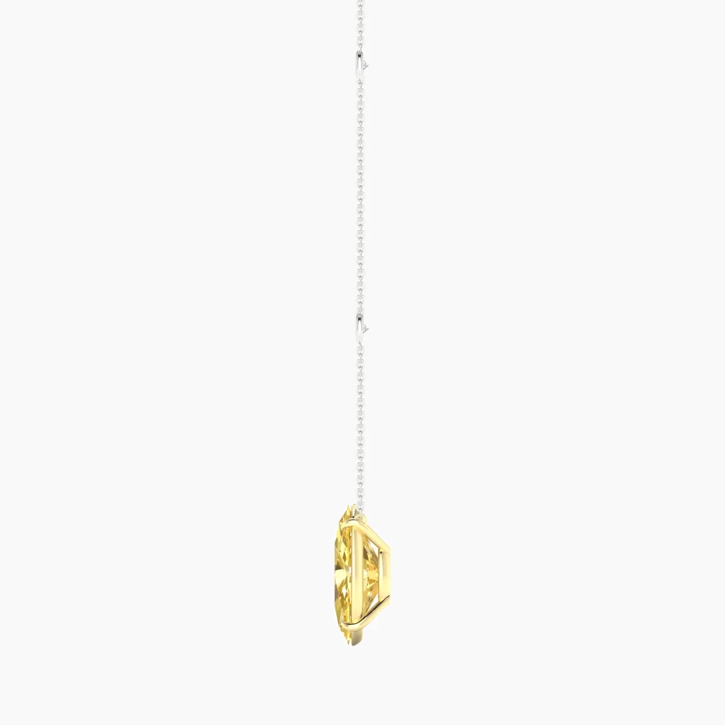 Solitaire with Sautoir | 18k White & Yellow Gold 5 ct Yellow Lab Diamond Oval Cut Pendant