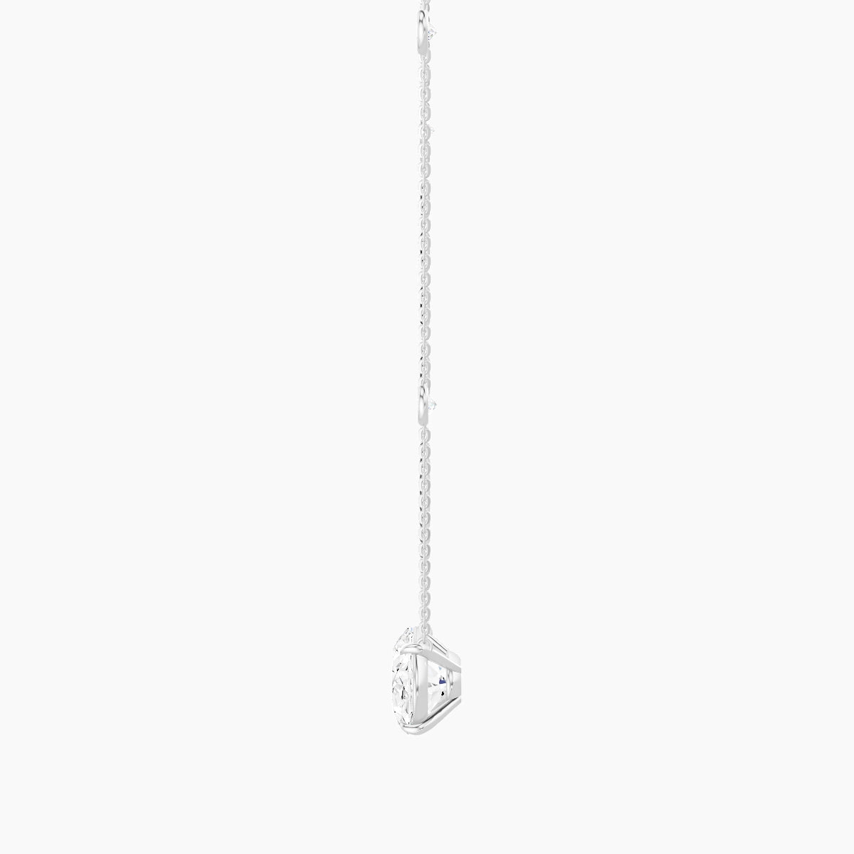Solitaire with Sautoir | 18k White Gold 5 ct White Lab Diamond Oval Pendant
