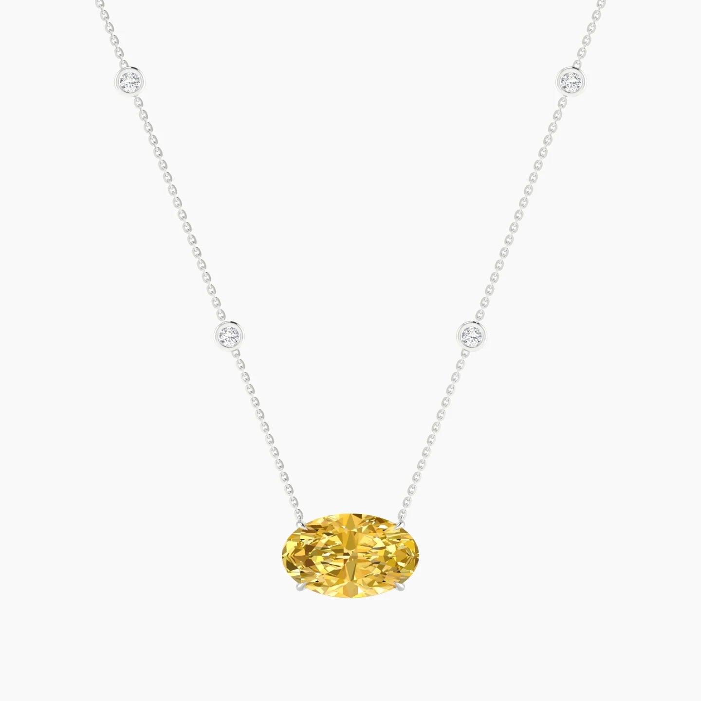 Solitaire with Sautoir | 18k White Gold 5 ct Yellow Lab Diamond Oval Cut Pendant