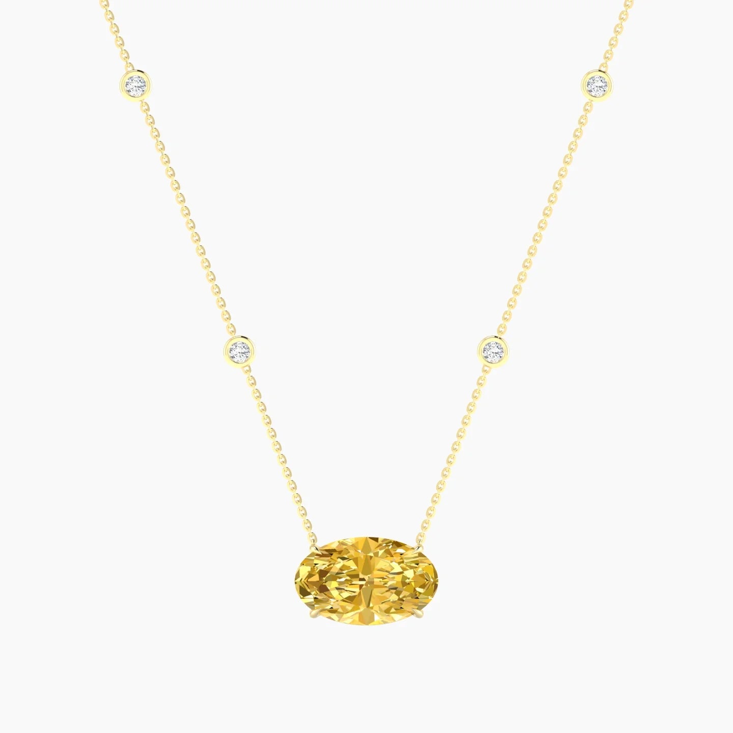 Solitaire with Sautoir | 18k Yellow Gold 5 ct Yellow Lab Diamond Oval Cut Pendant