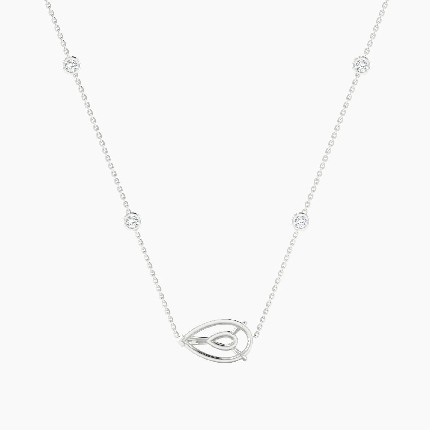 Solitaire with Sautoir | 18k White Gold 3-4.99 ct Pear Cut Pendant Setting