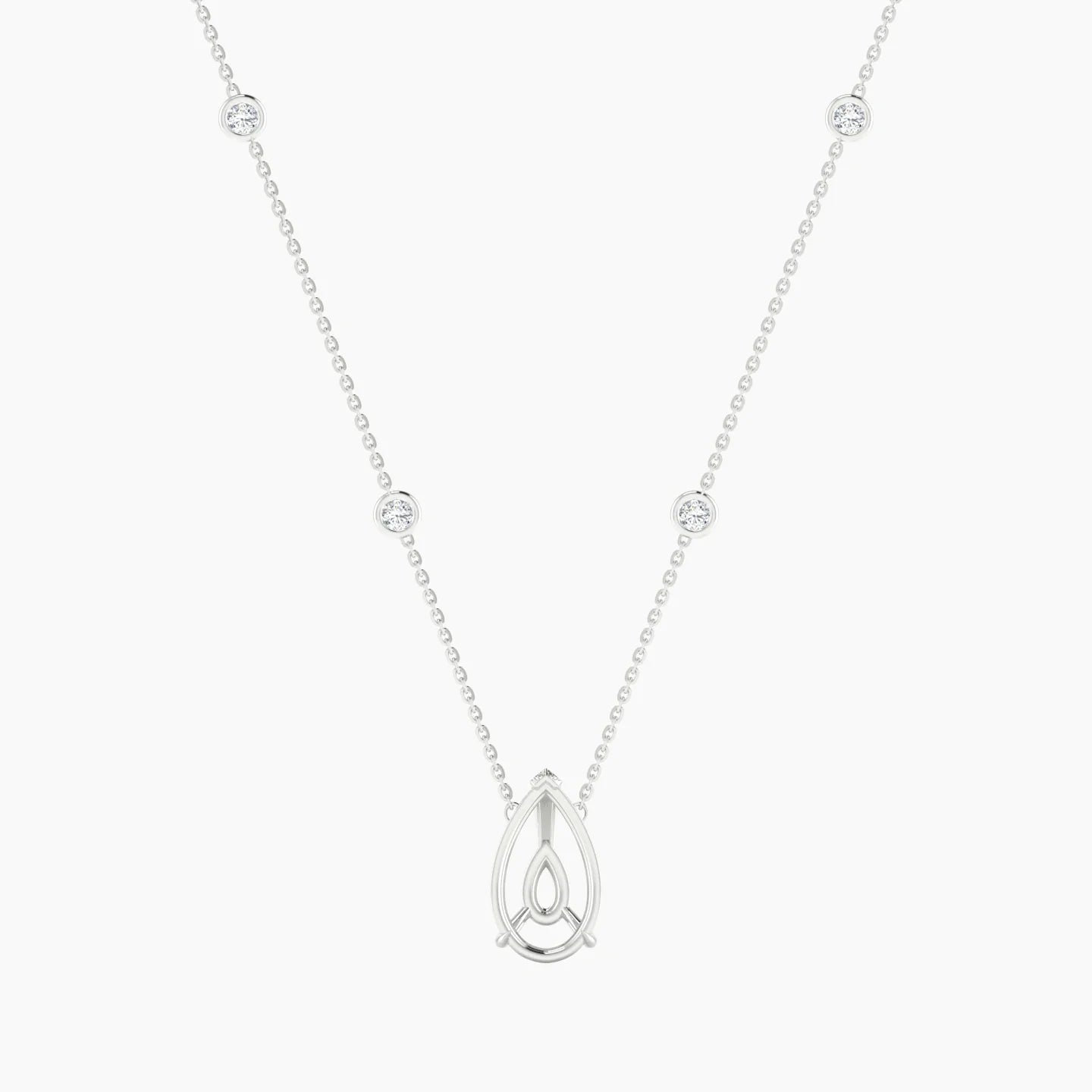 Solitaire with Sautoir | 18k White Gold 3-4.99 ct Pear Cut Pendant Setting