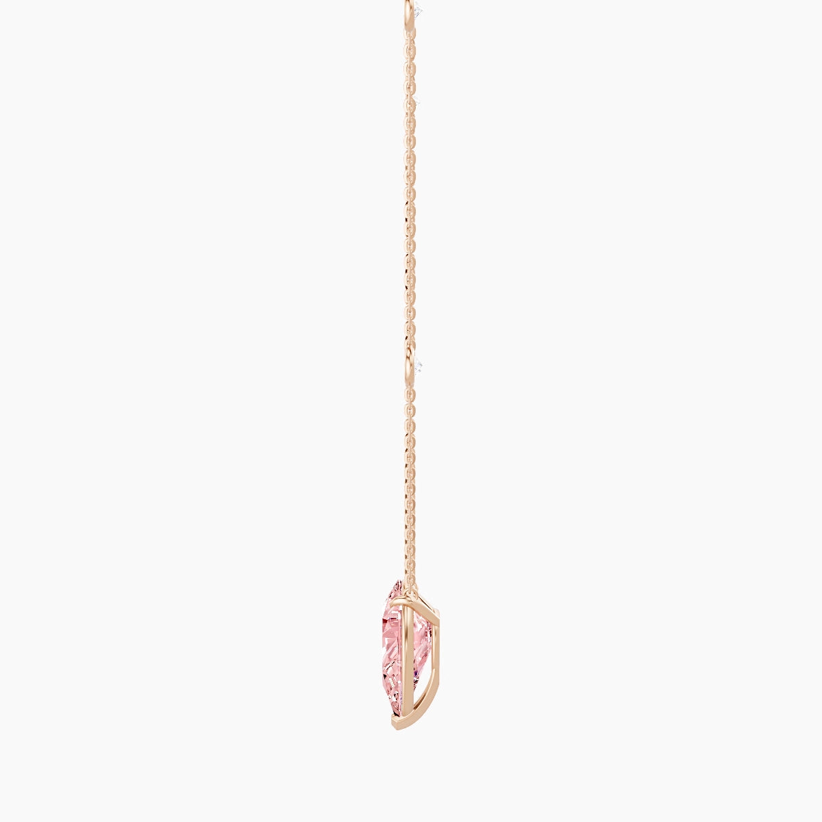 Solitaire with Sautoir | 18k Rose Gold 3 ct Pink Lab Diamond Pear Pendant