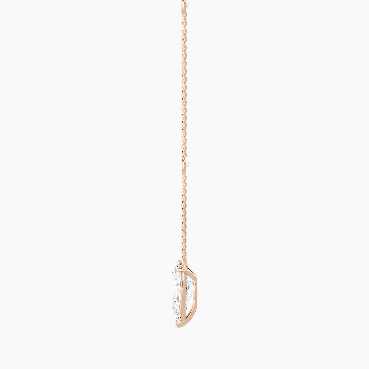 Solitaire with Sautoir | 18k Rose Gold 3 ct White Lab Diamond Pear Pendant