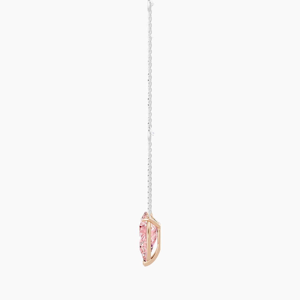 Solitaire with Sautoir | 18k White & Rose Gold 3 ct Pink Lab Diamond Pear Pendant