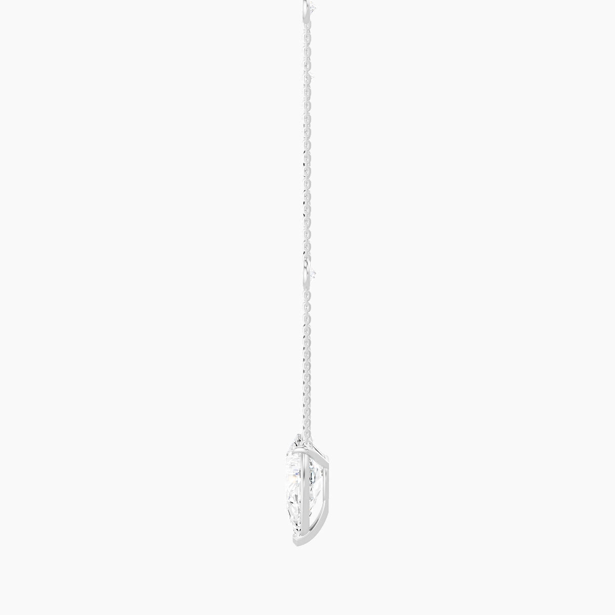 Solitaire with Sautoir | 18k White Gold 3 ct White Lab Diamond Pear Pendant