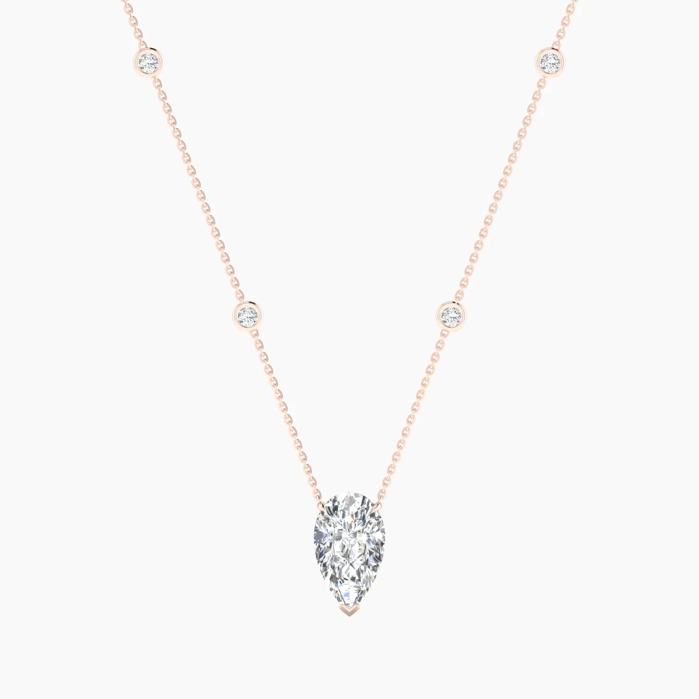 Solitaire with Sautoir | 18k Rose Gold 3 ct Lab Diamond Pear Cut Pendant