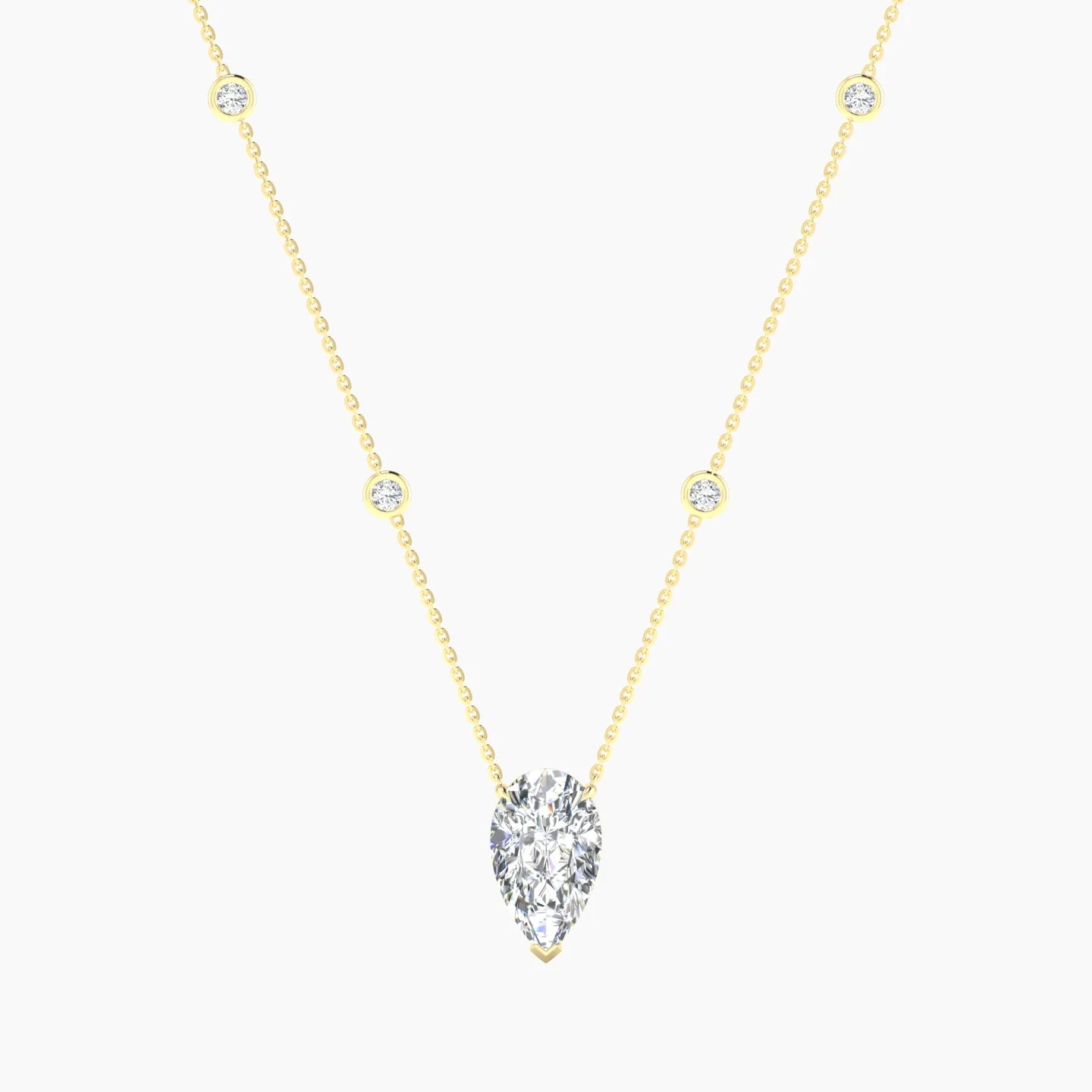 Solitaire with Sautoir | 18k Yellow Gold 3 ct Lab Diamond Pear Cut Pendant