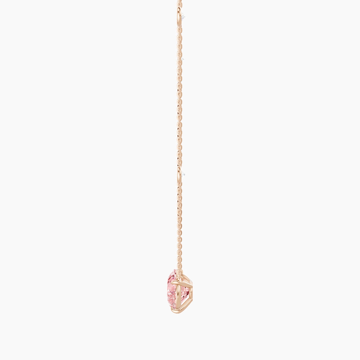 Solitaire with Sautoir | 18k Rose Gold 3 ct Pink Lab Diamond Pear Pendant