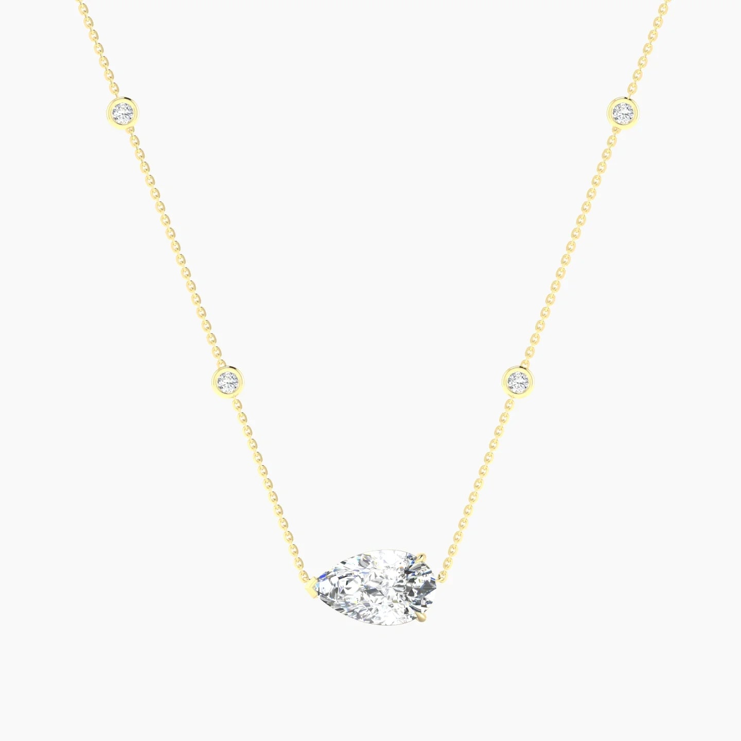 Solitaire with Sautoir | 18k Yellow Gold 3 ct Lab Diamond Pear Cut Pendant