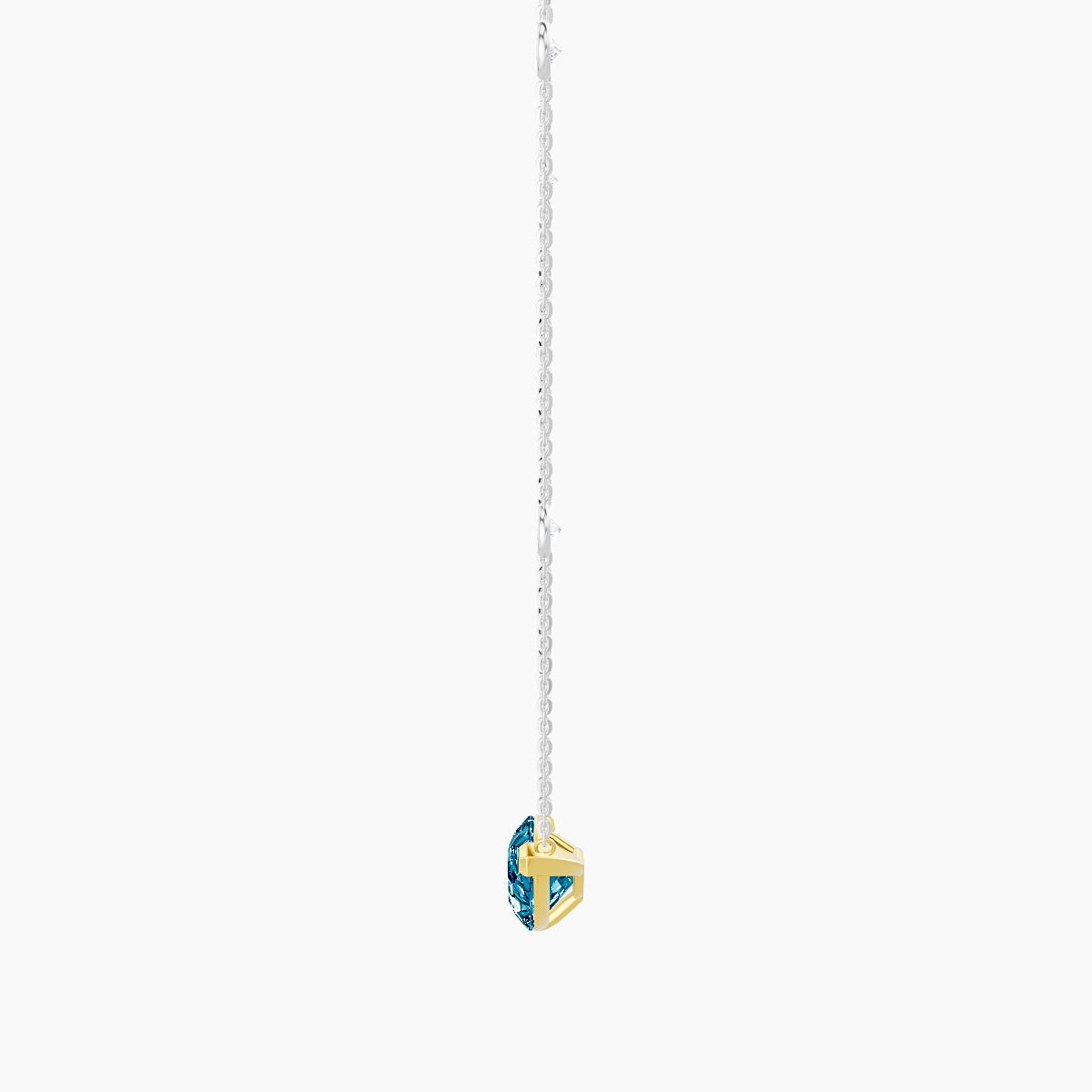 Solitaire with Sautoir | 18k White & Yellow Gold 3 ct Blue Lab Diamond Pear Pendant