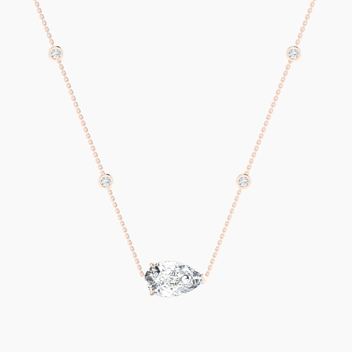 Solitaire with Sautoir | 18k Rose Gold 3 ct Lab Diamond Pear Cut Pendant