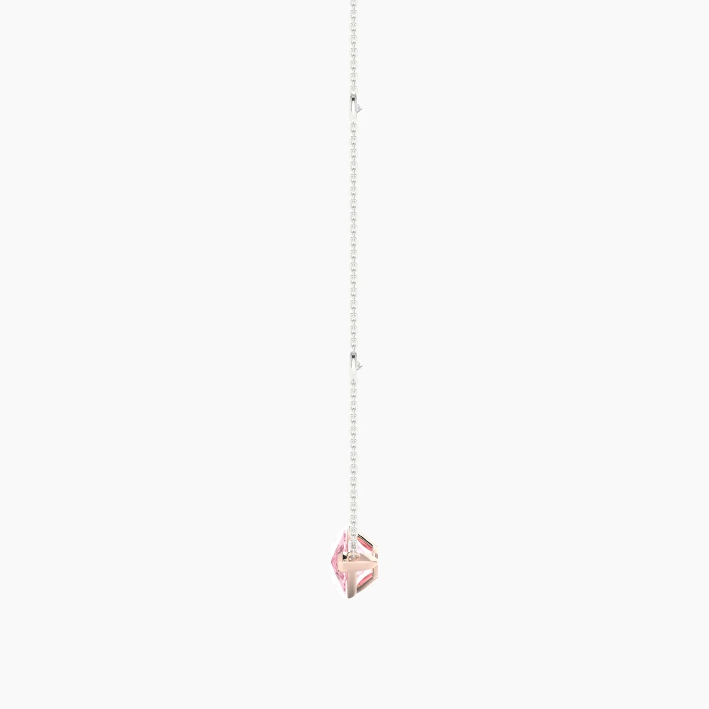 Solitaire with Sautoir | 18k White & Rose Gold 3 ct Pink Lab Diamond Pear Cut Pendant