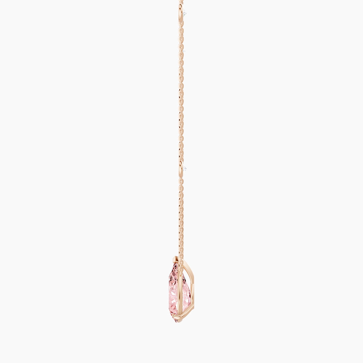 Solitaire with Sautoir | 18k Rose Gold 3 ct Pink Lab Diamond Pear Pendant