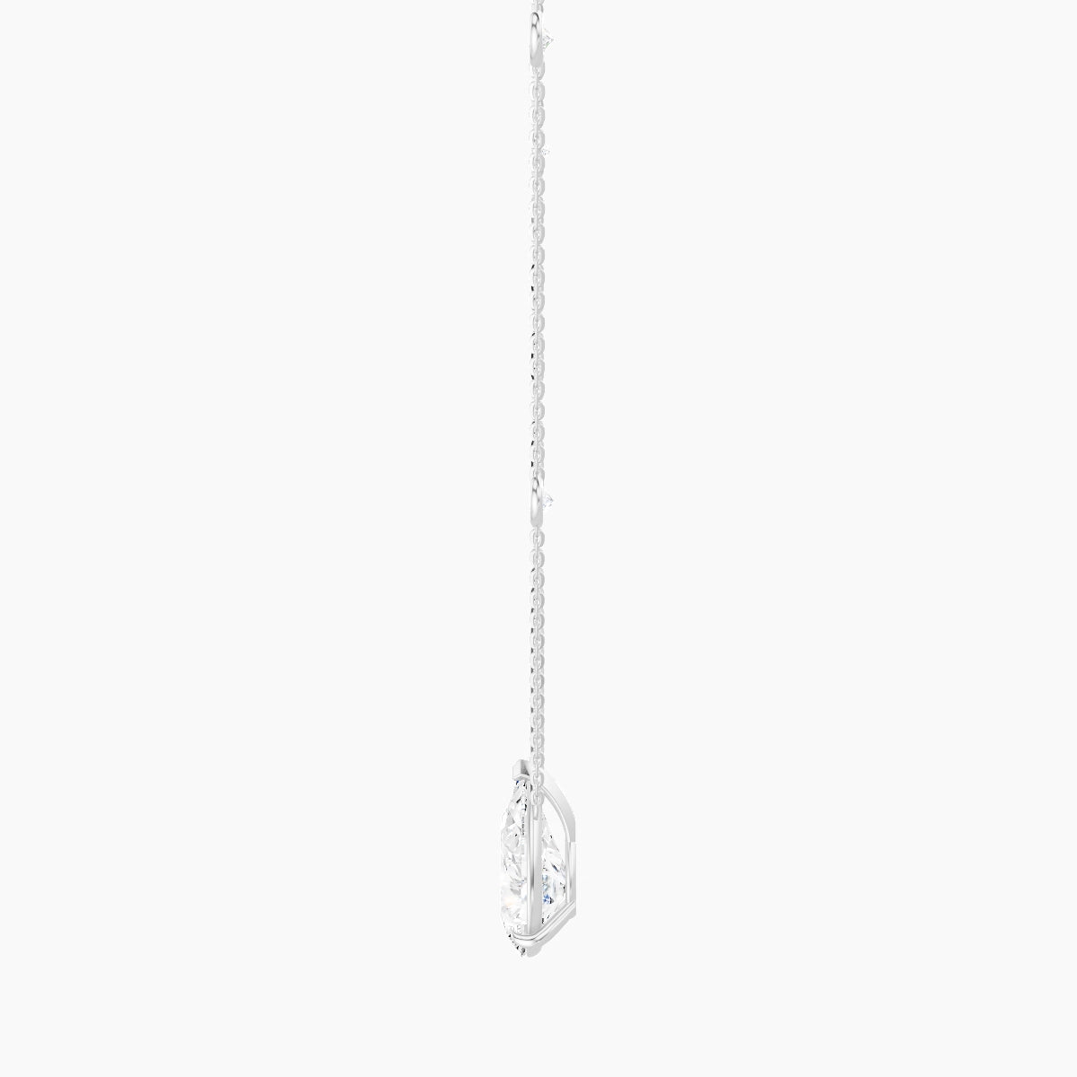 Solitaire with Sautoir | 18k White Gold 3 ct White Lab Diamond Pear Pendant