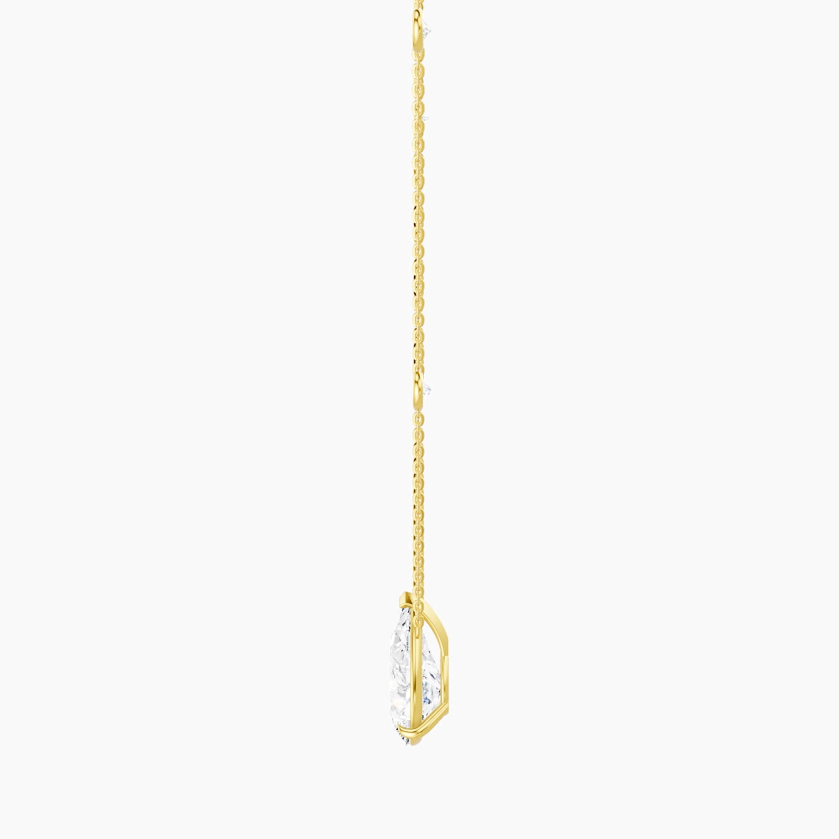 Solitaire with Sautoir | 18k Yellow Gold 3 ct White Lab Diamond Pear Pendant