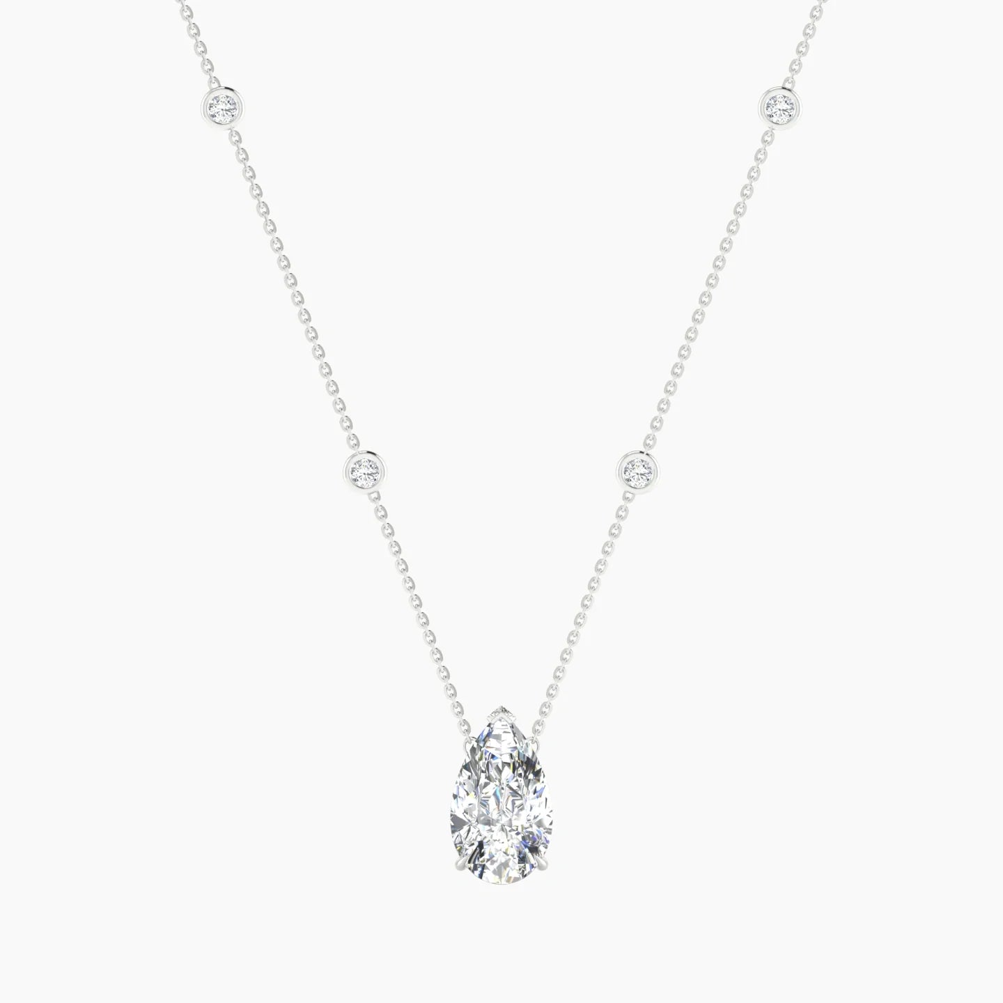 Solitaire with Sautoir | 18k White Gold 3 ct Lab Diamond Pear Cut Pendant