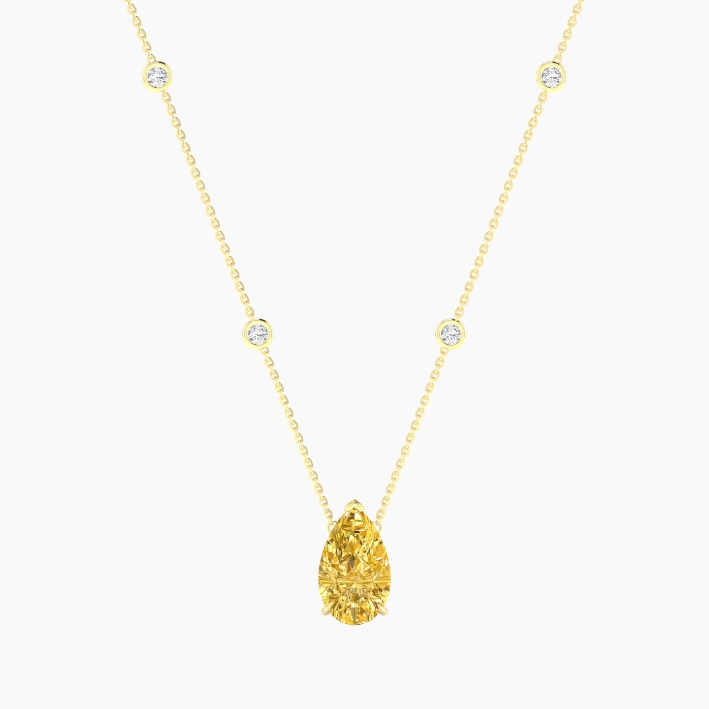 Solitaire with Sautoir | 18k Yellow Gold 3 ct Yellow Lab Diamond Pear Cut Pendant