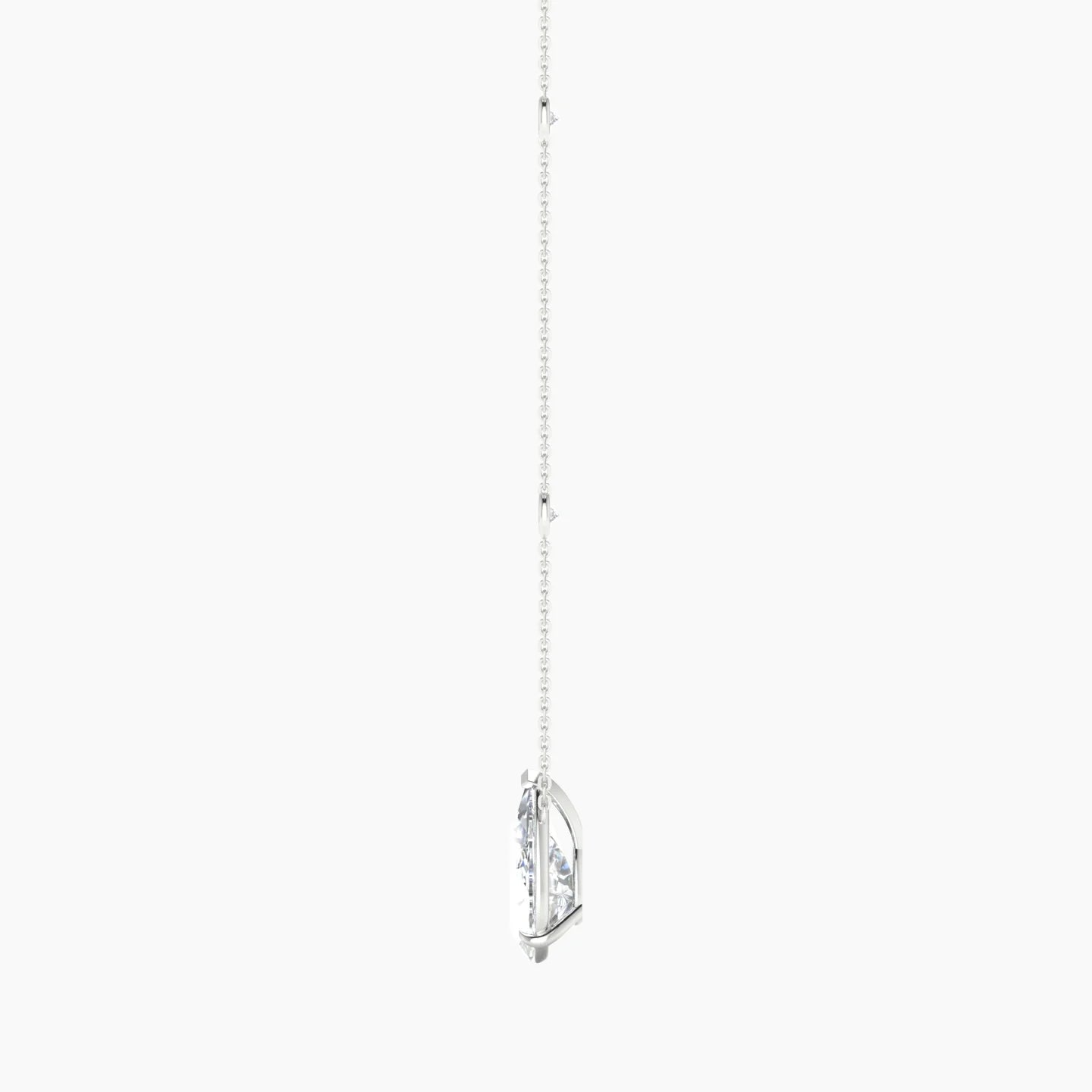 Solitaire with Sautoir | 18k White Gold 3 ct Lab Diamond Pear Cut Pendant