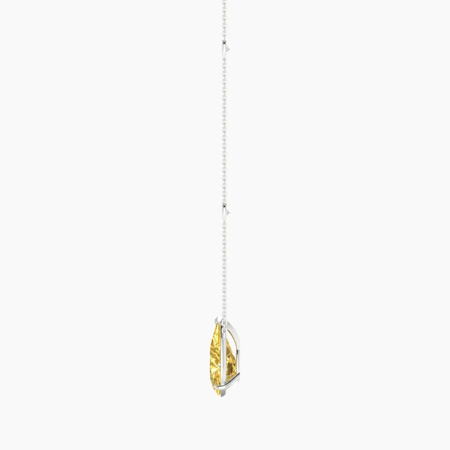 Solitaire with Sautoir | 18k White Gold 3 ct Yellow Lab Diamond Pear Cut Pendant