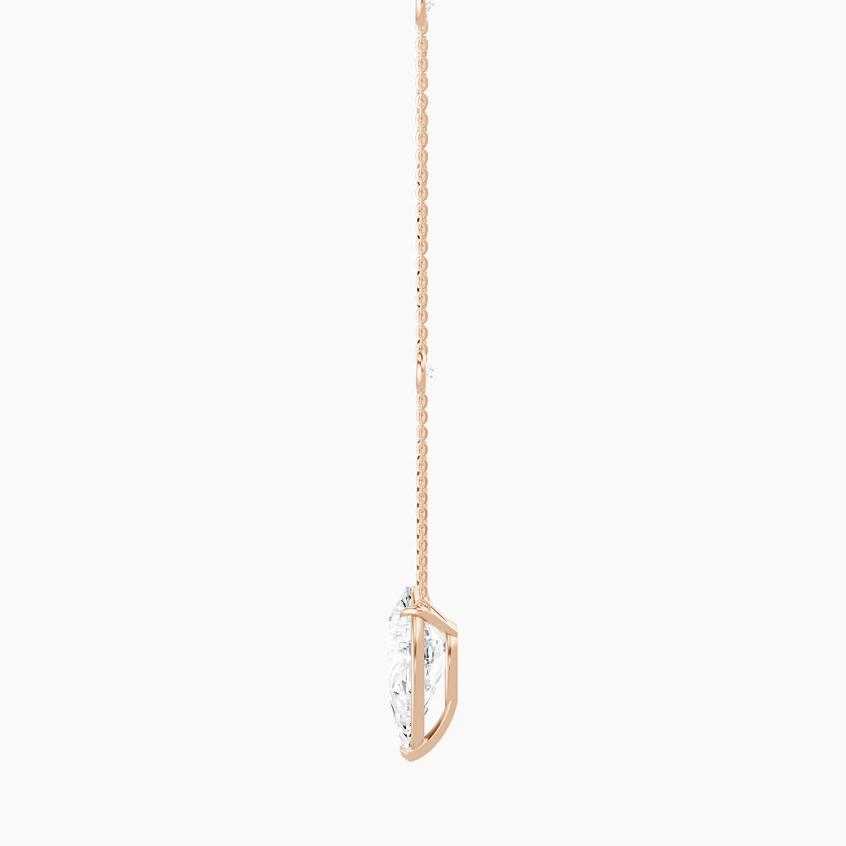 Solitaire with Sautoir | 18k Rose Gold 5 ct White Lab Diamond Pear Pendant