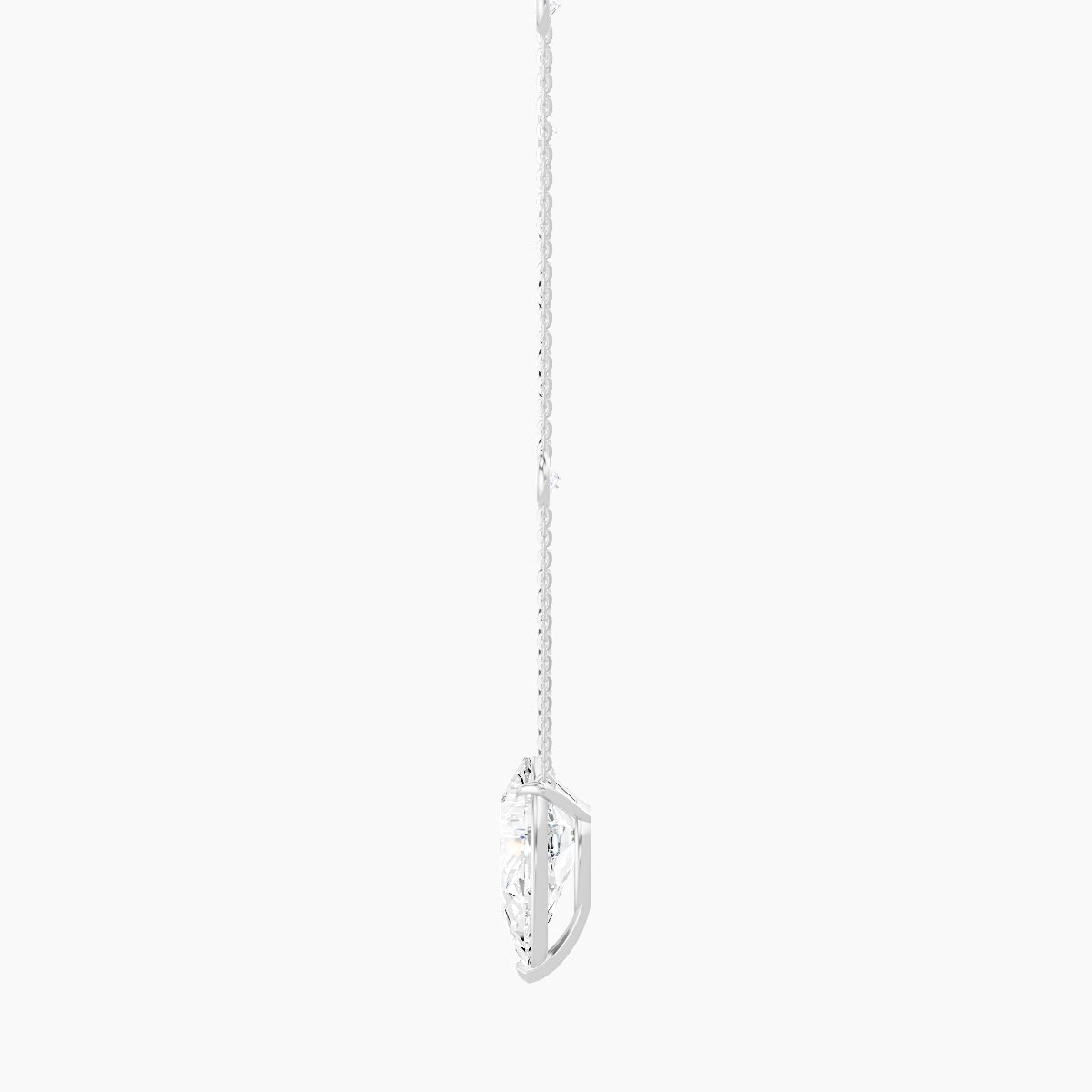 Solitaire with Sautoir | 18k White Gold 5 ct White Lab Diamond Pear Pendant